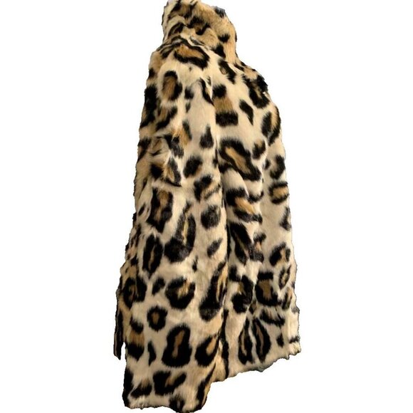 Donna Salyers Fabulous Furs +2X Leopard Print Faux Fur Satin Lined Pockets Coat - Picture 5 of 7
